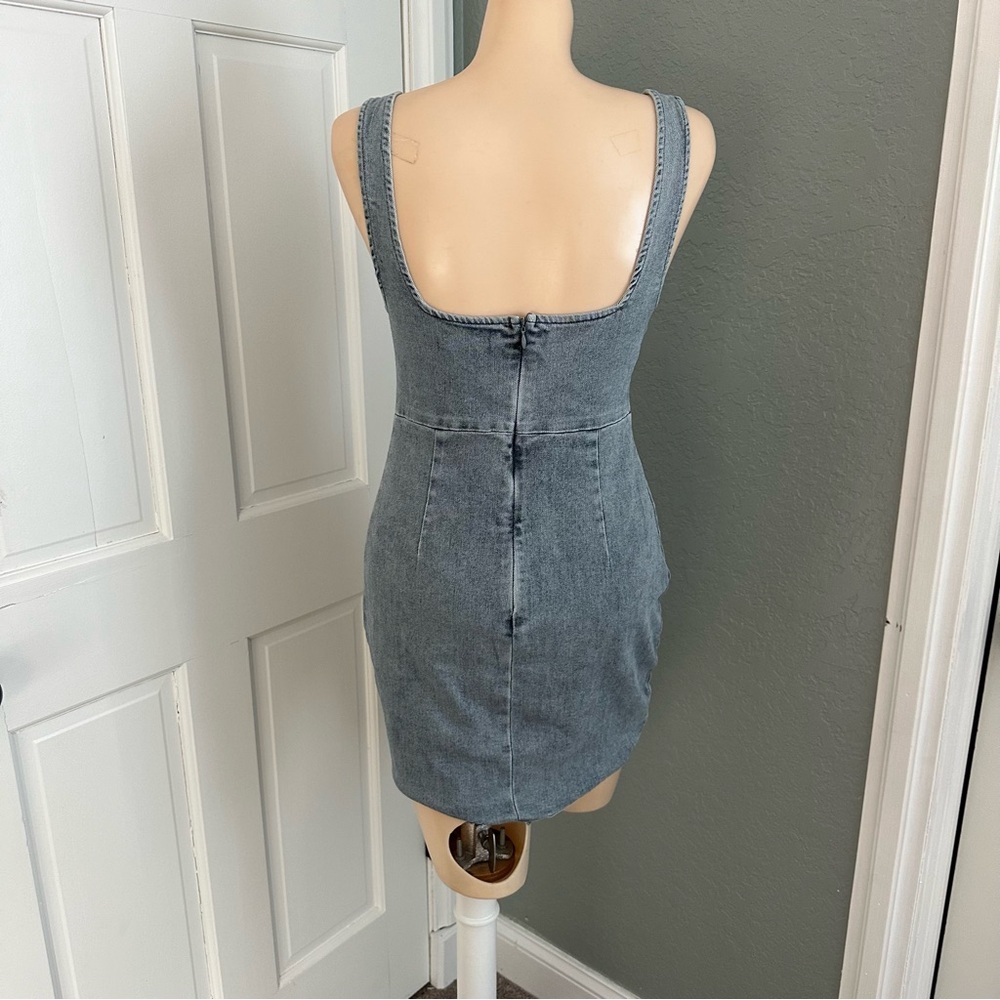 LULU’S CHARMING EDGE DENIM CUTOUT MINI DRESS - Picture 10 of 12